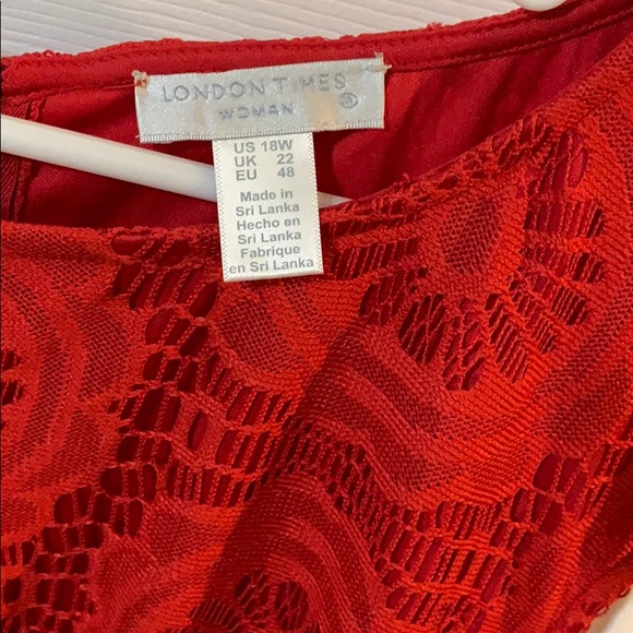 London Times Boat Neck Keyhole Belted Lace Dress - Picture 3 of 4